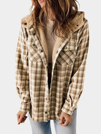 Oriel | Women's Hooded Plaid Jacket with Sherpa Trim