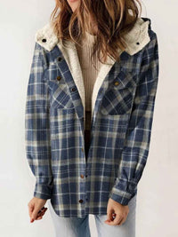 Oriel | Women's Hooded Plaid Jacket with Sherpa Trim