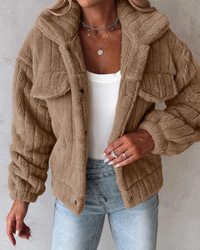 Violante sherpa collared jacket in Brown