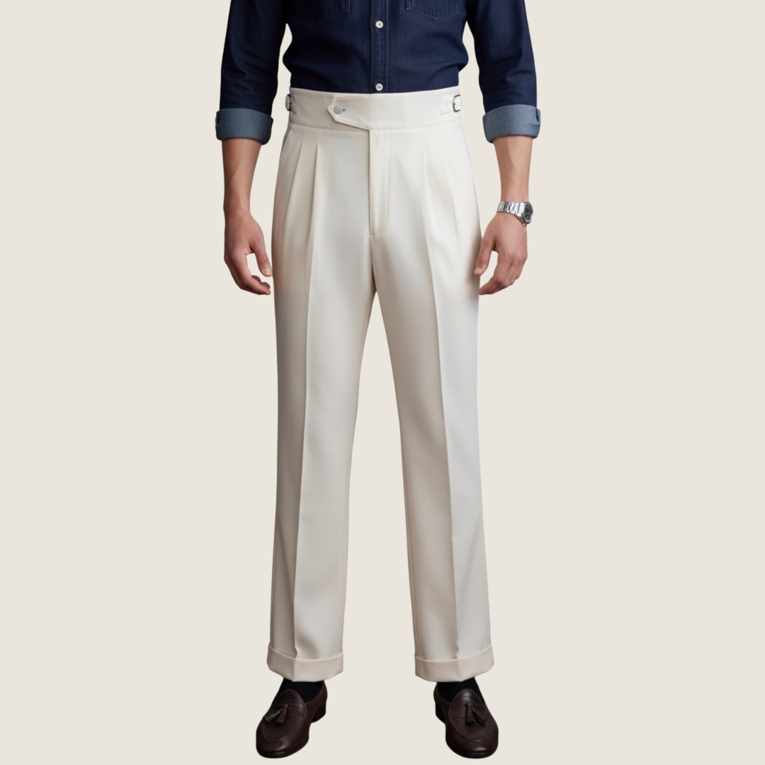 Stratford pleated dress trousers in White