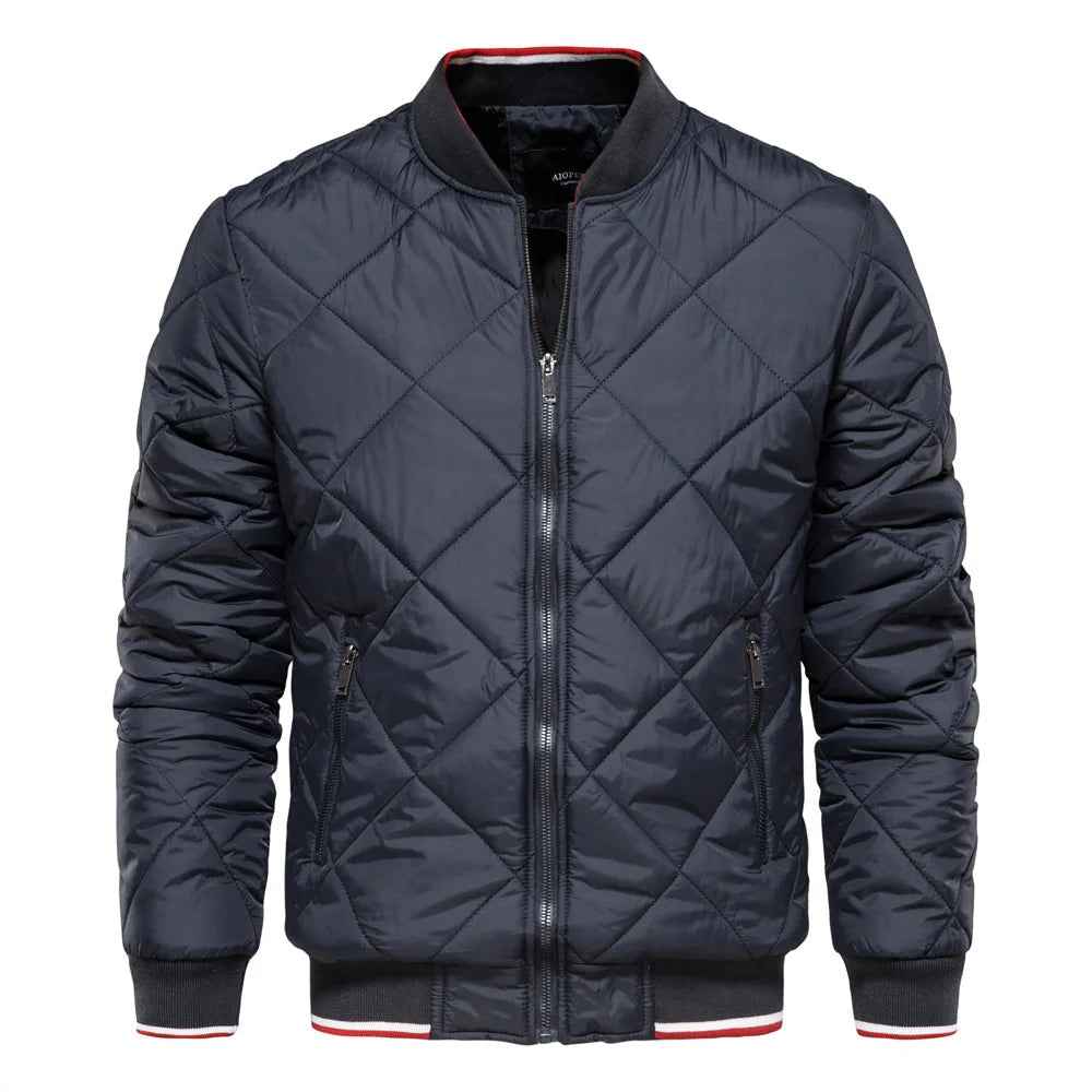 Theron | Men's Diamond Quilted Bomber Jacket Ribbed Trim