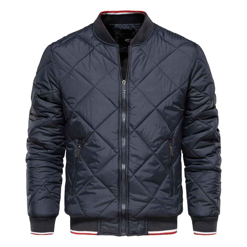 Theron | Men's Diamond Quilted Bomber Jacket Ribbed Trim