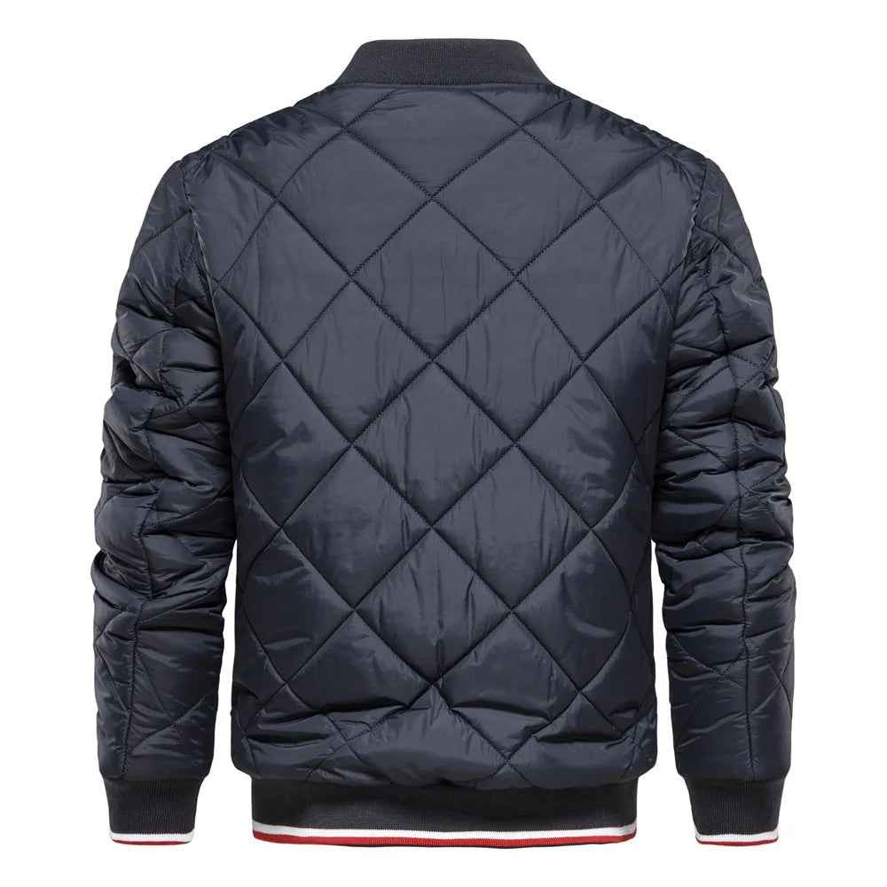 Theron | Men's Diamond Quilted Bomber Jacket Ribbed Trim