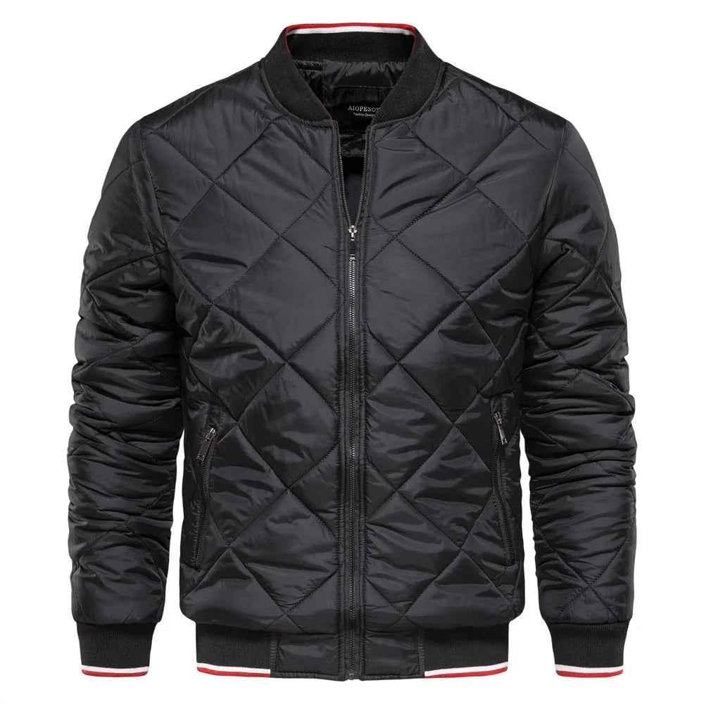 Theron | Men's Diamond Quilted Bomber Jacket Ribbed Trim