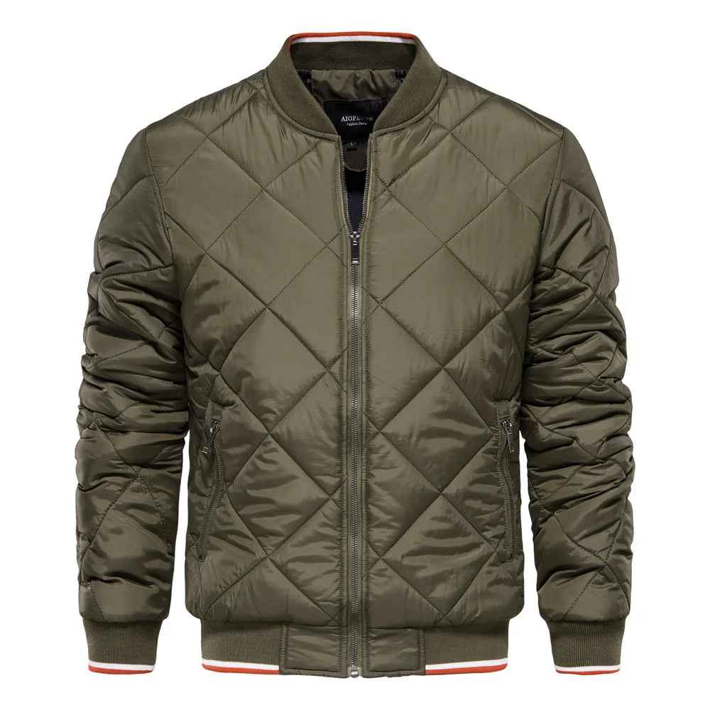 Theron | Men's Diamond Quilted Bomber Jacket Ribbed Trim