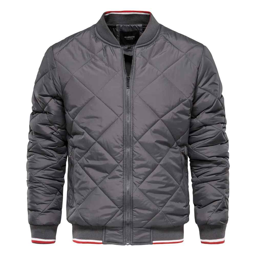 Theron | Men's Diamond Quilted Bomber Jacket Ribbed Trim
