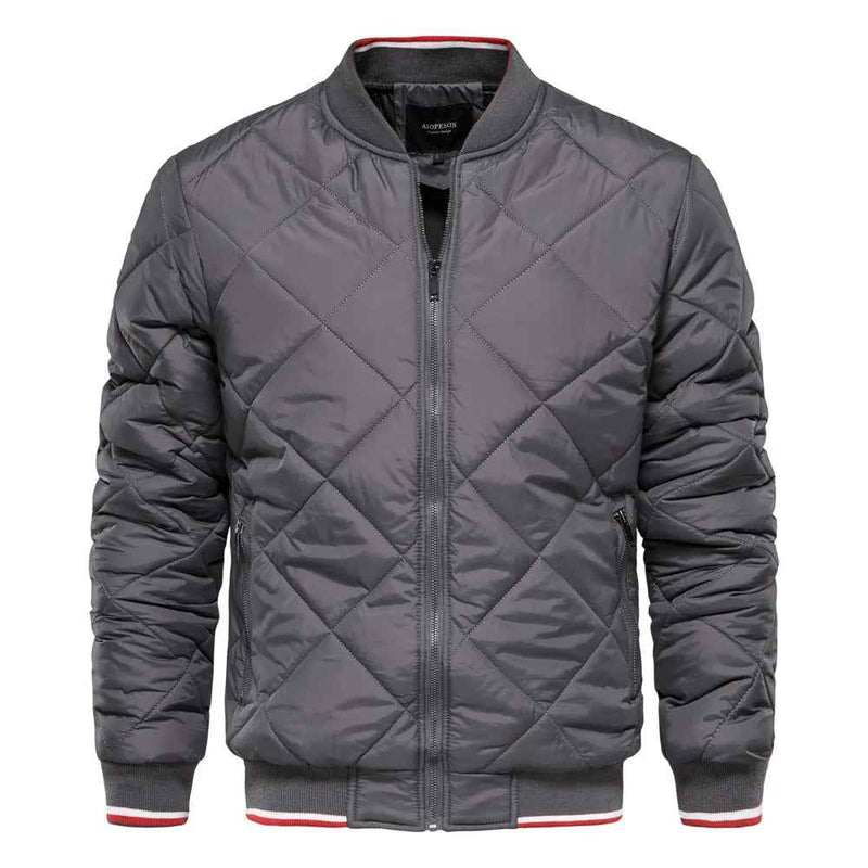 Theron | Men's Diamond Quilted Bomber Jacket Ribbed Trim