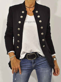Carlotta | Women's Black Military Button Front Blouse