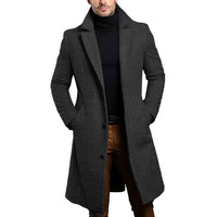 Boone | Men's Brown Wool-Blend Long Coat with Notched Lapel