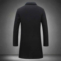 Boone | Men's Brown Wool-Blend Long Coat with Notched Lapel