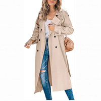 Tullia | Women's Double Breasted Long Coat Belted Waist