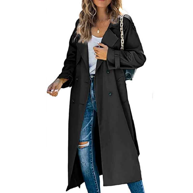 Tullia | Women's Double Breasted Long Coat Belted Waist