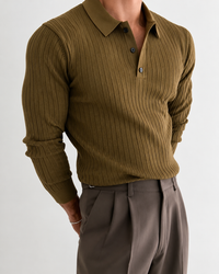 Crosby long sleeve polo shirt in Brown