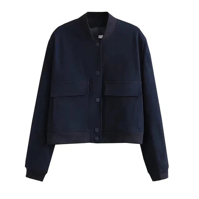 Gemma cropped bomber jacket in Navy Blue