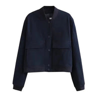 Gemma cropped bomber jacket in Navy Blue
