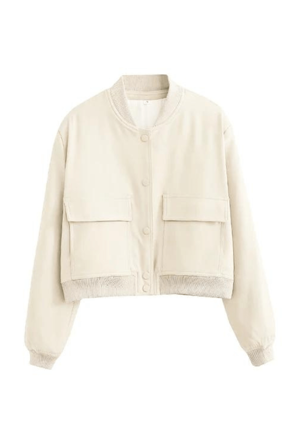 Gemma | Women's Cropped Bomber Jacket Ribbed Trim