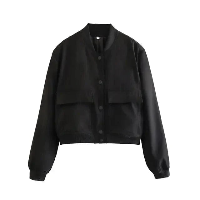 Gemma cropped bomber jacket in Black
