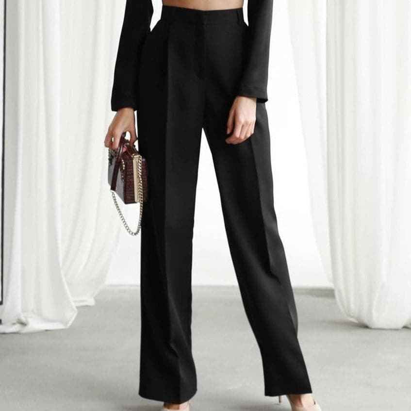 Paulina | Women's High-Waisted Wide Leg Trousers Pleated Front
