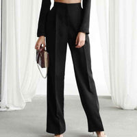 Paulina | Women's High-Waisted Wide Leg Trousers Pleated Front
