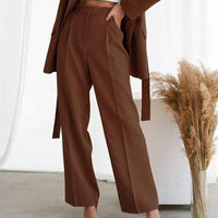 Paulina | Women's High-Waisted Wide Leg Trousers Pleated Front