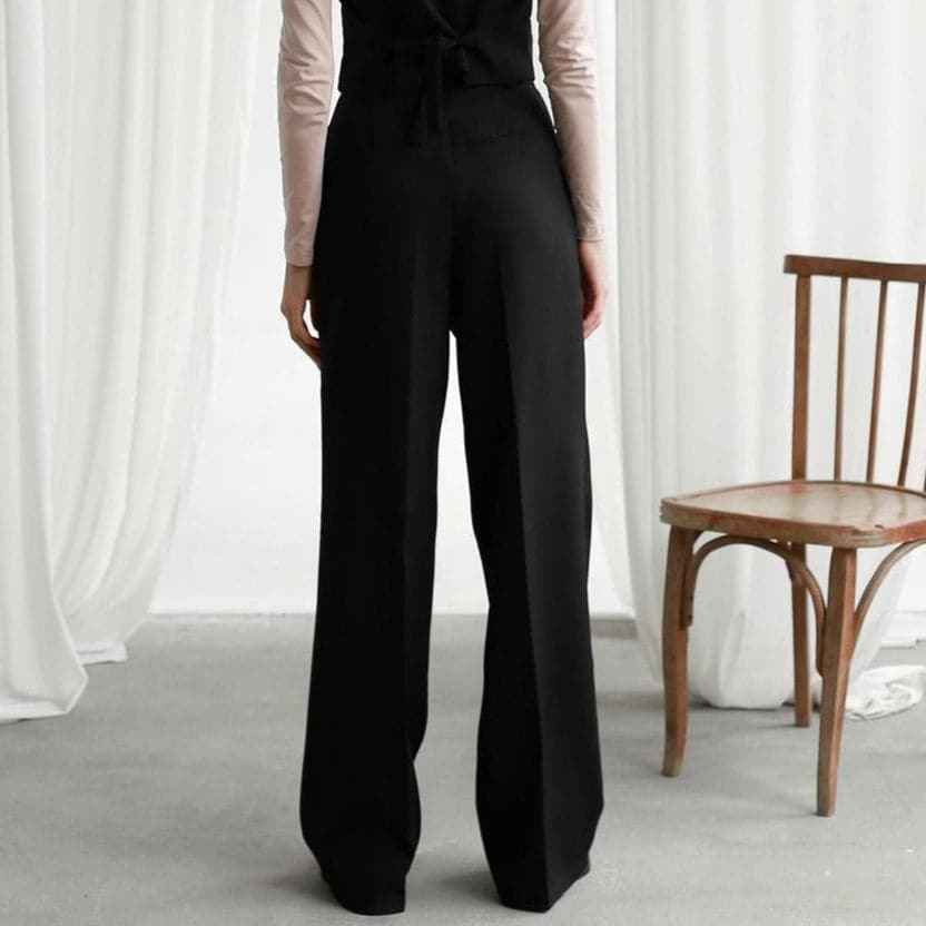 Paulina | Women's High-Waisted Wide Leg Trousers Pleated Front