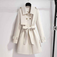 Enid | Women's Double-Breasted Trench Coat White Belted