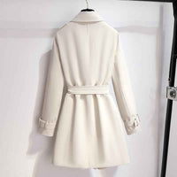 Enid | Women's Double-Breasted Trench Coat White Belted