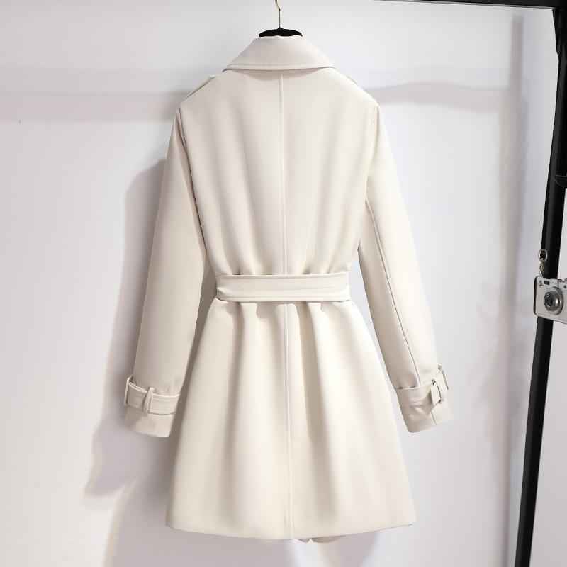 Enid | Women's Double-Breasted Trench Coat White Belted