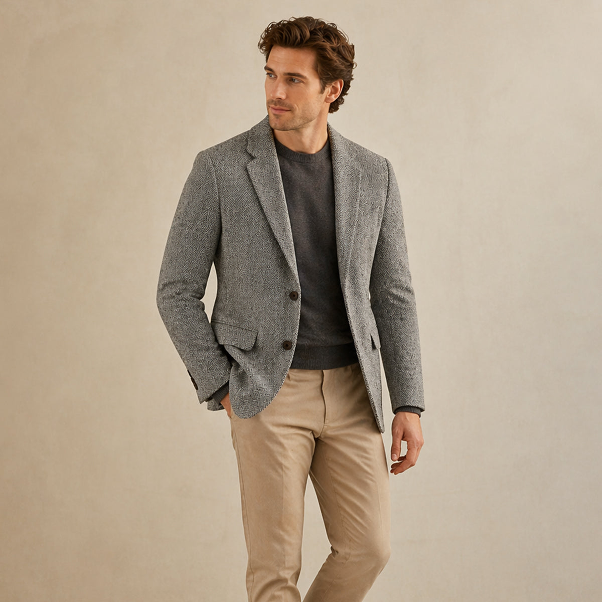 Manfred | Classic Herringbone Wool Blend Blazer