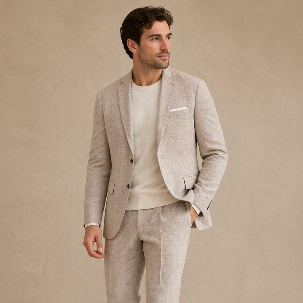 Malachi | Single Breasted Slim Fit Linen Blend Blazer