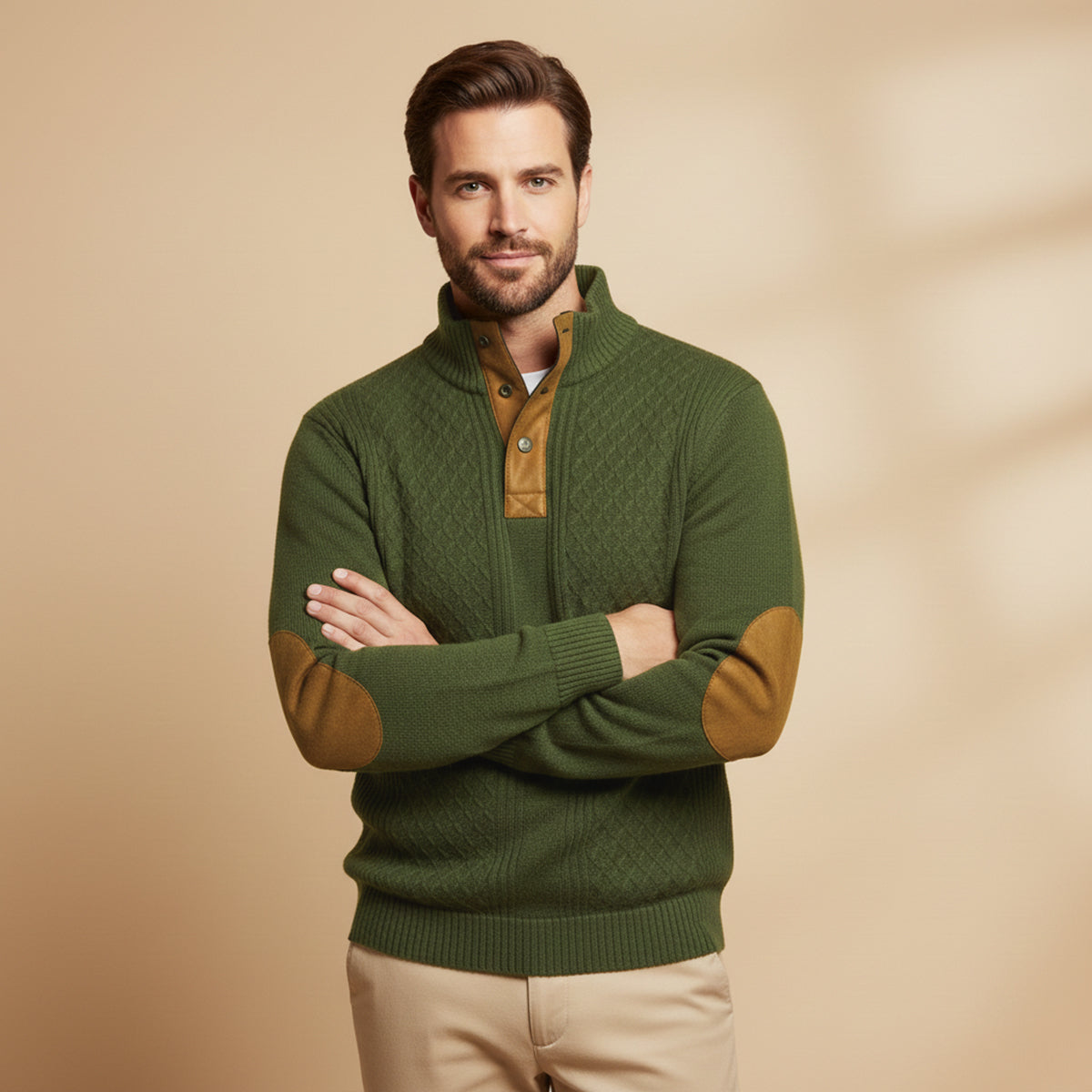 Mario | Cable Knit Waffle Texture High Collar Jumper
