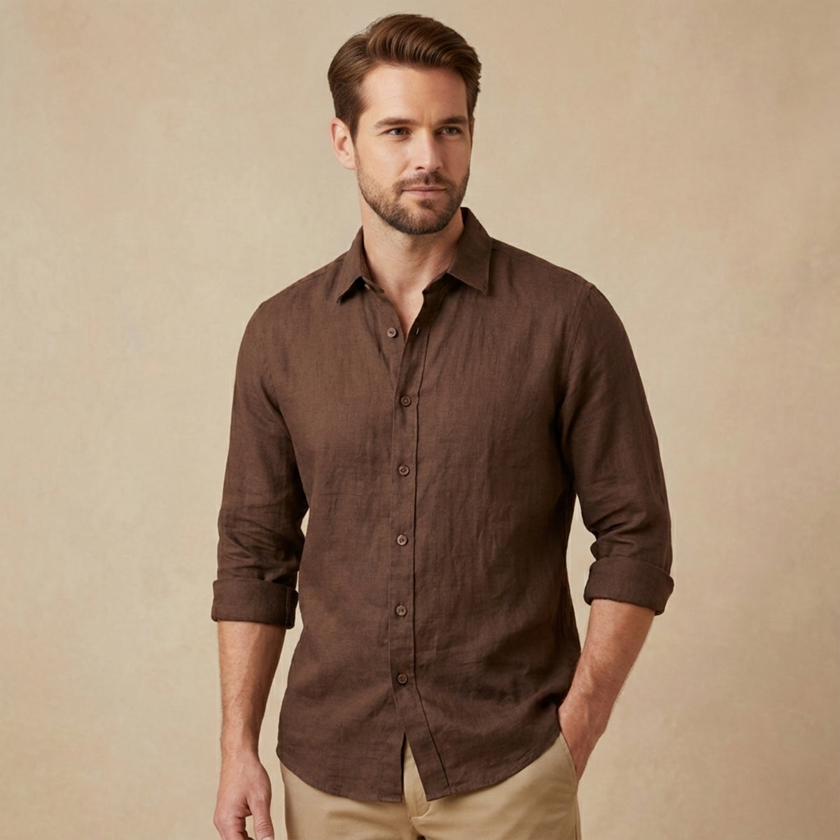 Brindley linen shirt detail view seven