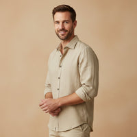 Brindley linen shirt detail view one