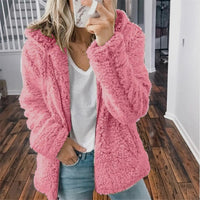 Minerva zip-up hooded fleece jacket in Pink