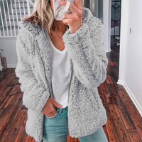 Minerva zip-up hooded fleece jacket in Light Grey