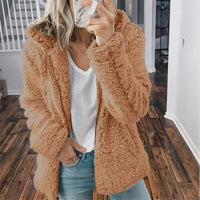 Minerva zip-up hooded fleece jacket in Cappuccino