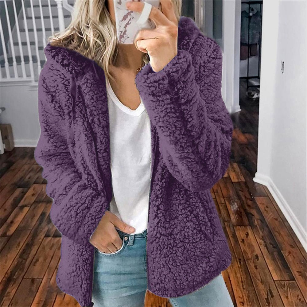 Minerva zip-up hooded fleece jacket in Purple
