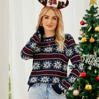 Joceline | Women's Christmas Crew Neck Jumper Red and Blue