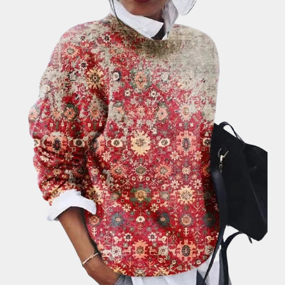 Iolanthe women's printed crewneck jumper in Red