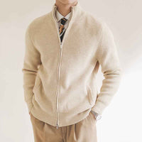 Ludwig | Men's Zip-Up Ribbed Knit Jumper Stand Collar