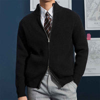Ludwig | Men's Zip-Up Ribbed Knit Jumper Stand Collar