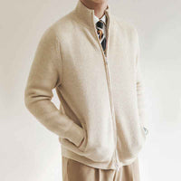 Ludwig | Men's Zip-Up Ribbed Knit Jumper Stand Collar