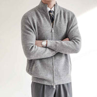 Ludwig | Men's Zip-Up Ribbed Knit Jumper Stand Collar