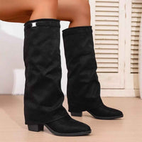 Marcella | Women's Mid Calf Slouch Block Heel Boots