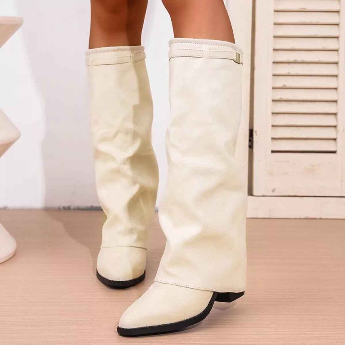 Marcella | Women's Mid Calf Slouch Block Heel Boots