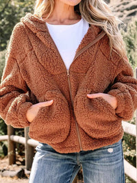 Avalon | Women's Brown Relaxed Fit Zip Up Jacket