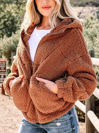 Avalon | Women's Brown Relaxed Fit Zip Up Jacket