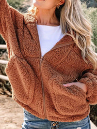 Avalon | Women's Brown Relaxed Fit Zip Up Jacket