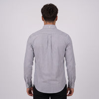Wilfred striped oxford shirt Grey Stripe back view