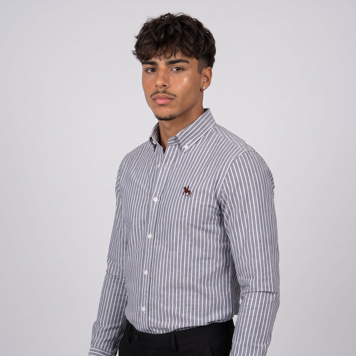 Wilfred striped oxford shirt Grey Stripe